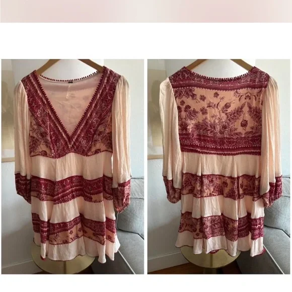Free People Bohemian Western Flowy Mini Dress XS - Picture 1 of 9